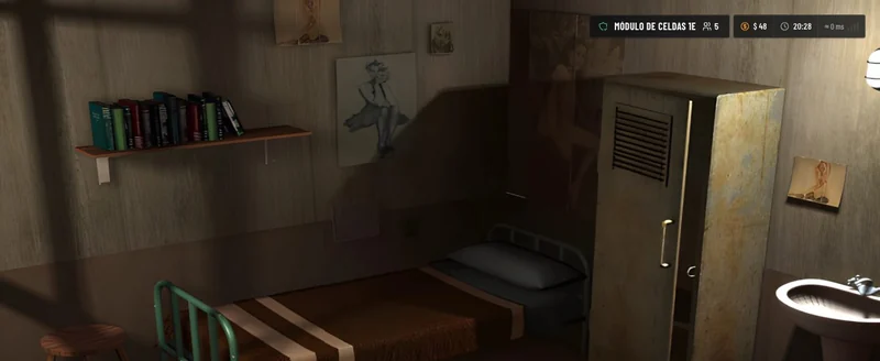 Una celda como se ve hoy, con la pared de siempre