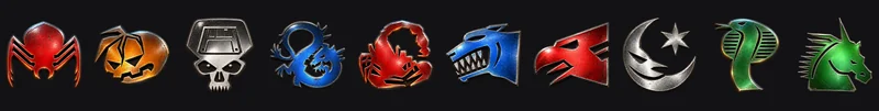 Los mismos diez emblemas, redibujados