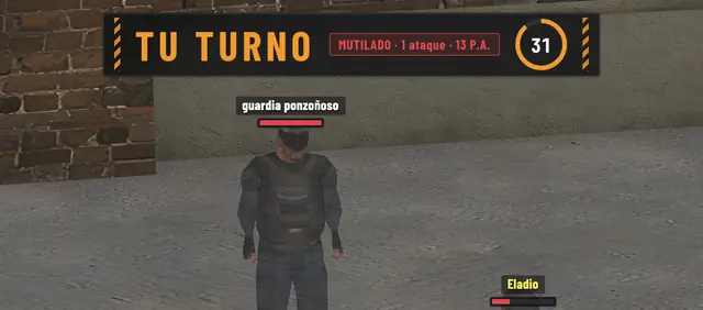 El panel del turno, cuando te han mutilado: un ataque y la mitad de los puntos de acción