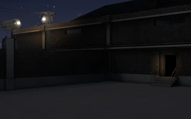 El patio de noche, como se veía hasta ahora