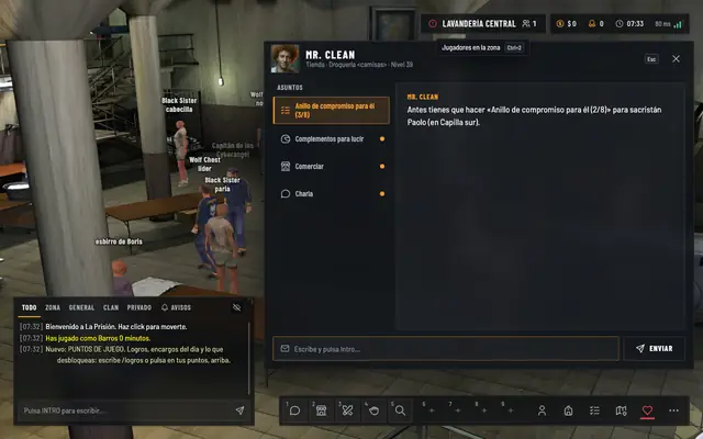 HABLAR cierra la tienda y abre su conversación, con su encargo y «Comerciar» para volver a la tienda