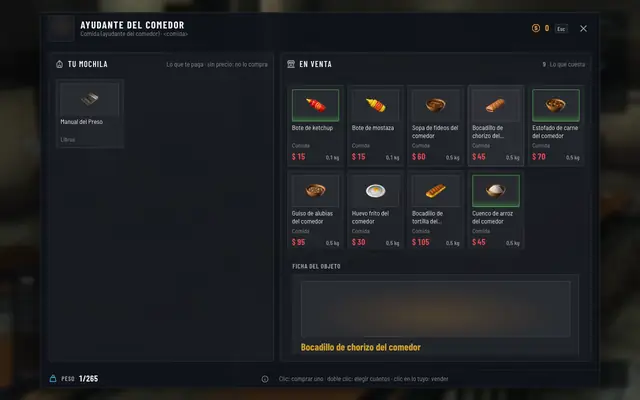Su mostrador: la misma comida del comedor que vende el Encargado, a los mismos precios