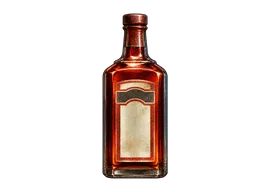 Famosa botella de licor rojo